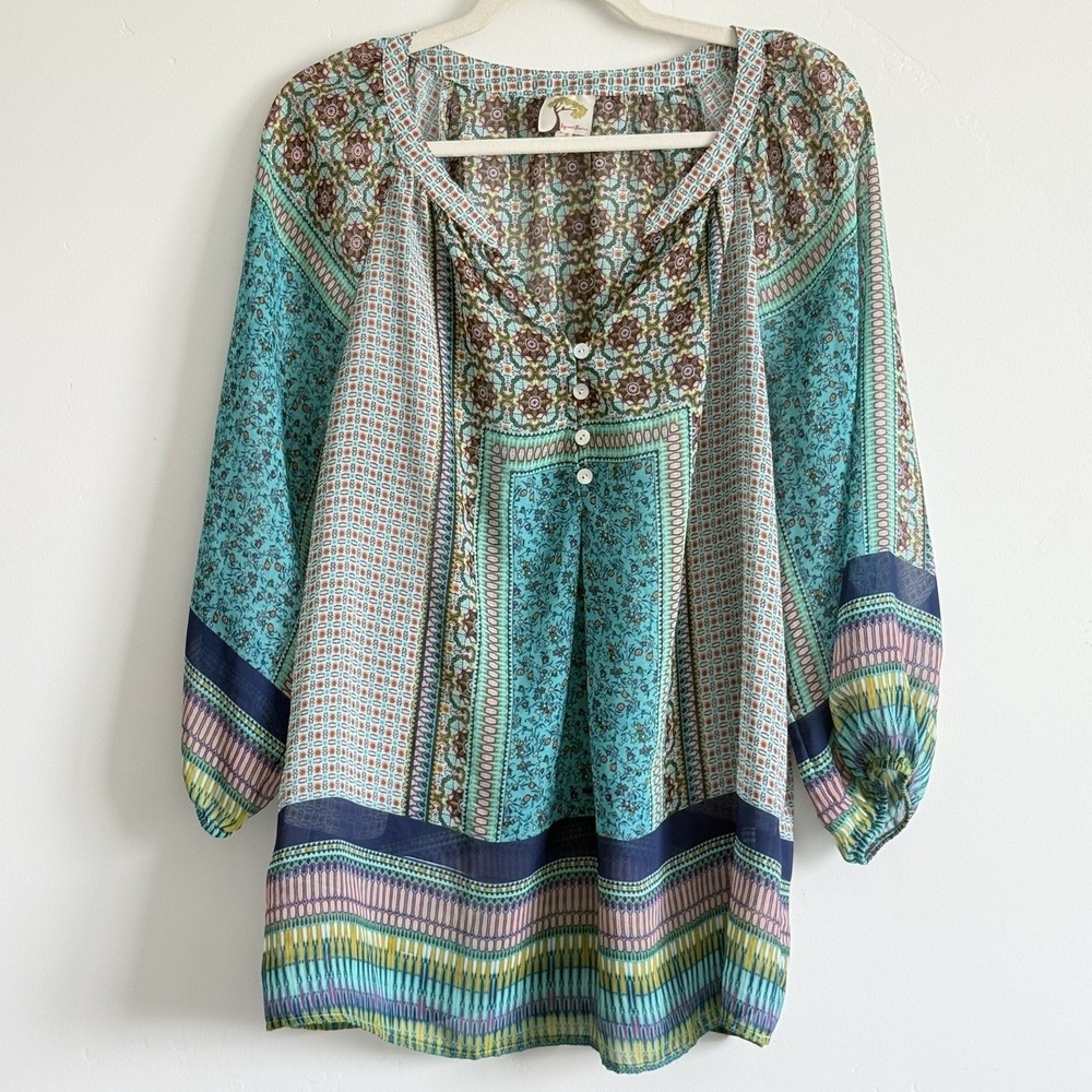 Anthropologie‎ Fig and Flower Blouse Top Women XL Boho Whimsi Fairy Festival